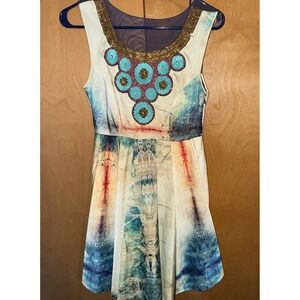 Anthropologie Bhanuni by Jyoti Dress Size 0 Beaded Embroidered Boho Chic Lined